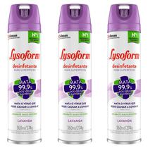Kit 3 Desinfetante Lysoform Aerossol Lavanda 360ml