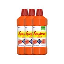 Kit 3 Desinfetantes Lysoform Original 1L Ação Bactericida e Higienização Profunda