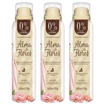 Kit 3 Desodorante Alma de Flores Aerossol Feminino Mulher Fragrâncias Perfumação Prolongada 160ml