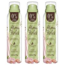 Kit 3 Desodorante Alma de Flores Aerossol Feminino Mulher Fragrâncias Perfumação Prolongada 160ml
