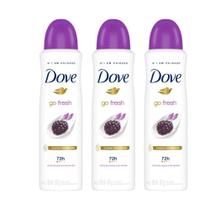 Kit 3 Desodorante Antitranspirante Aerosol Dove Go Fresh Amora e Flor de Lótus 150ml