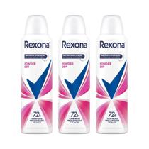 Kit 3 Desodorante Antitranspirante Aerosol Feminino Rexona Powder Dry 72 horas 150ml Kit 3 Desodorante Antitranspirante Aerosol Feminino Rexona Powder Dry 72 horas 150ml