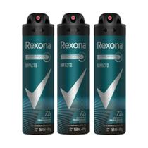 Kit 3 Desodorante Antitranspirante Aerosol Masculino Rexona Impacto 72 horas 150ml Kit 3 Desodorante Antitranspirante Aerosol Masculino Rexona Impacto 72 horas 150ml