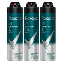 Kit 3 Desodorante Antitranspirante Aerosol Masculino Rexona Sem Perfume 72 horas 150ml