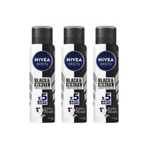 Kit 3 Desodorante Antitranspirante Aerosol Nivea Men Invisible Black & White 150ml