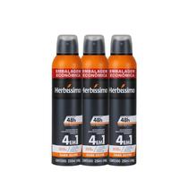 Kit 3 Desodorante Antitranspirante Aerossol Herbíssimo Dark Silver 250ml Embalagem Econômica