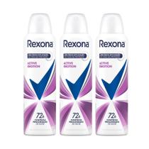 Kit 3 Desodorante Antitranspirante Rexona Active Emotion Aerosol com 150ml
