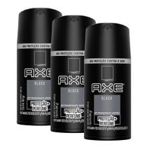 Kit 3 Desodorante Body Spray Aerosol Axe Black 150ml