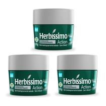 Kit 3 desodorante creme herbissimo action antitranspirante 55g