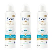 Kit 3 Desodorante Dove Antibacteriano Cuida e Protege Aerossol Antitranspirante 150ml