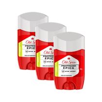 Kit 3 Desodorante em barra Old Spice Proteção Épica Lenha 50g