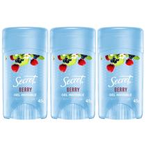 Kit 3 Desodorante em Gel Invisible Secret 45g Clear Berry Kit 3 Desodorante em Gel Invisible Secret 45g Clear Berry