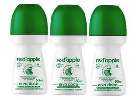 Kit 3 Desodorante Red Apple Roll On Erva Doce 50ml