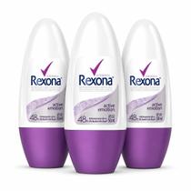 Kit 3 Desodorante Rollon Rexona Controle Inteligente Active Emotion 50ml Kit 3 Desodorante Rollon Rexona Controle Inteligente Active Emotion 50ml
