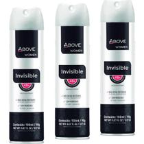 Kit 3 desodorante spray above invisible women 150ml/90g cada