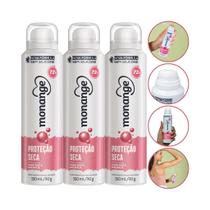 Kit 3 Desodorantes Aerosol Proteção Seca 48h Monange 150ml Kit 3 Desodorantes Aerosol Proteção Seca 48h Monange 150ml