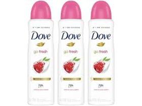 Kit 3 Desodorantes Antitranspirante Aerossol Dove Go Fresh Feminino Romã e Verbena 150ml