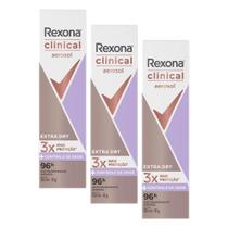 Kit 3 Desodorantes Antitranspirante Rexona Clinical Extra Dry 150ml