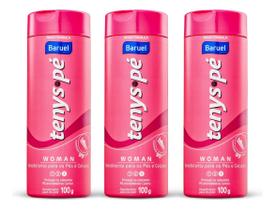 Kit 3 Desodorantes em Pó Tenys Pé Woman Talco Anticéptico Feminino 100g Baruel Kit 3 Desodorantes em Pó Tenys Pé Woman Talco Anticéptico Feminino 100g Baruel