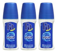 Kit 3 Desodorantes Fa Aqua Masculino Rollon 50ml Antitranspirante Kit 3 Desodorantes Fa Aqua Masculino Rollon 50ml Antitranspirante