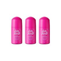 Kit 3 Desodorantes Leite de Rosas RollOn 50ml Original Oferta