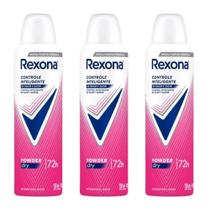 Kit 3 Desodorantes Rexona Powder Dry 150ml Controle Inteligente de Odor e Suor
