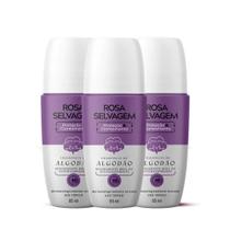Kit 3 Desodorantes Roll-on Clareador Rosa Selvagem Algodão 85ml