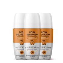 Kit 3 Desodorantes Roll-on Clareador Rosa Selvagem Karite 85ml