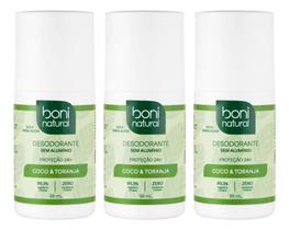 Kit 3 Desodorantes Roll-on Sem Aluminio Coco E Toranja 55ml Boni Natural Kit 3 Desodorantes Roll-on Sem Aluminio Coco E Toranja 55ml Boni Natural