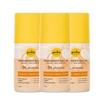 Kit 3 Desodorantes Roll-On Unissex Piatan Natural 75ml Sem Alumínio + Vegano Kit 3 Desodorantes Roll-On Unissex Piatan Natural 75ml Sem Alumínio + Vegano