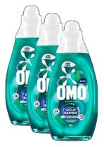 kit 3 DETERGENTE Lava Roupas Líquido Omo Ciclo Rápido Ação Total Frasco 1,4l