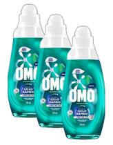 kit 3 DETERGENTE Lava Roupas Líquido Omo Ciclo Rápido Ação Total Frasco 750ML