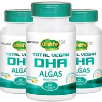 Kit 3 Dha total Vegan Ômega 3 vegano Unilife 60 Cápsulas Kit 3 Dha total Vegan Ômega 3 vegano Unilife 60 Cápsulas