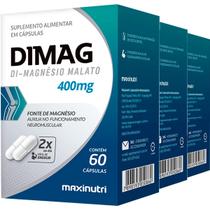 Kit 3 Di Magnésio Malato Dimag 400mg 60 Cápsulas Maxinutri