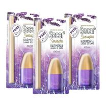 Kit 3 Difusor Aroma Secar Lavanda 100ml Com Varetas Elimina Mau Cheiro Odores Banheiro Quarto Sala Sóton Ambiente Fechado Ventilação Circulação Ar