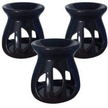 Kit 3 Difusor Rechaud Para Vela Para Óleos Essenciais Wax Melts Lua Preto