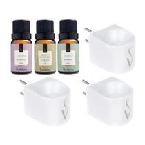Kit 3 Difusores Elétrico Porcelana + 3 Essências 10ml Via Aroma