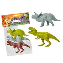 Kit 3 Dinossauros 17cm Brinquedo Barato Menino Menina