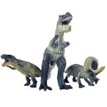 Kit 3 Dinossauros Boneco Emborrachado T-rex Triceratops - Db Play