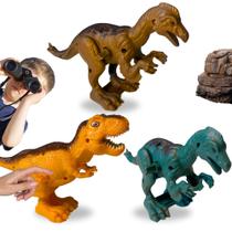Kit 3 Dinossauros Brinquedo Corda Menino Presente Infantil Menino