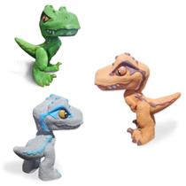 Kit 3 Dinossauros Velociraptor Mini Baby Dino Jurassic World