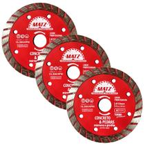 Kit 3 Disco Corte Diamantado Turbo P/ Concreto 110x20mm Matz