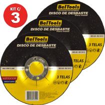 Kit 3 Disco Desbaste 4.1/2x7/8 Corte Ferro Esmerilhadeira - BELTOOLS