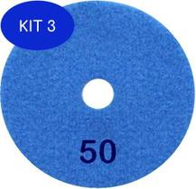 Kit 3 Disco Lixa Polimento A Seco Mármore 10 Cm Grão 50