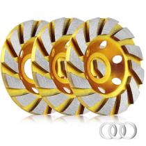 Kit 3 Disco Rebolo Diamantado de Desbaste Concreto Piso Tijolo Mármore Esmerilhadeira Redução