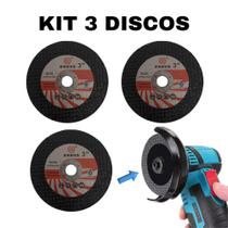 Kit 3 Discos De Corte De Resina Circular Lixa Esmerilhadeira PowerGrip 76mm