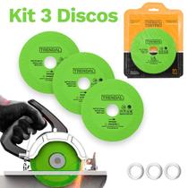 Kit 3 Discos De Corte De Vidro Espelho E Porcelanato Lâmina Ultra Fina 100mmX22mm Serra Mármore Esmerilhadeira Cor Verde