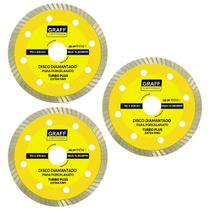 Kit 3 Discos De Corte Diamantado Ultrafino Turbo Contínuo 110mm x 20mm