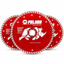 Kit 3 Discos Diamantado Turbo Continuo Segmentado 180mm Corte Profissional Felsen -