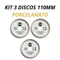 Kit 3 Discos Para Makita De Corte Diamantado Porcelanato 110mmx20mm Turbo Extra Fino